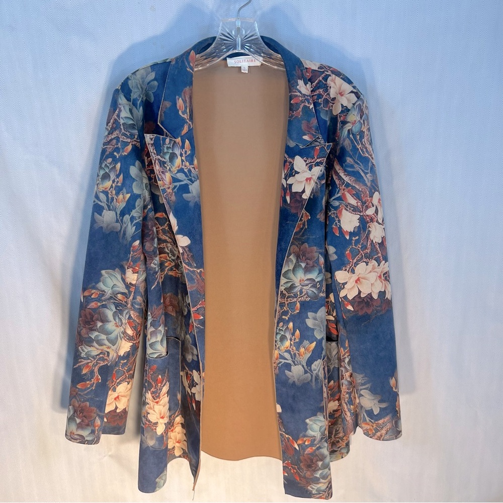 Solitaire Floral Micro Suede Blue Jacket